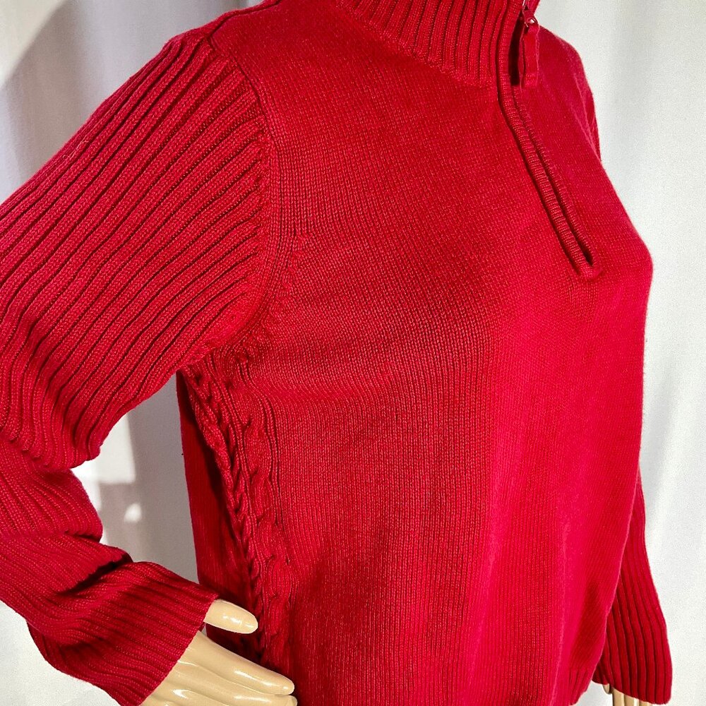St Johns Bay XL Cotton Red Quarter Zip Sweater Womens
